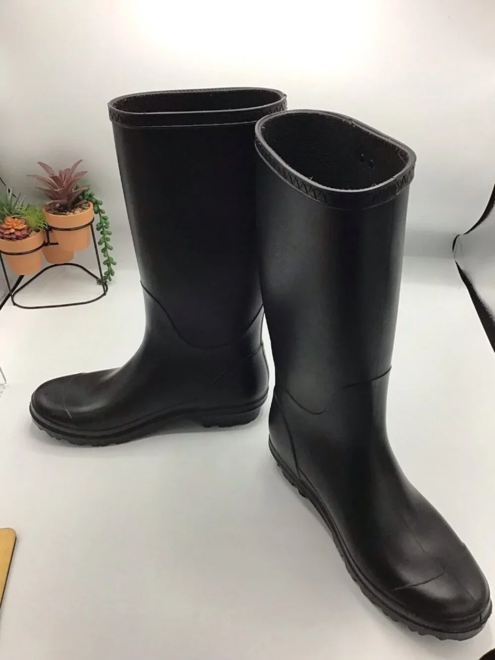 UGG SHELBY MATTE BLACK RUBBER SHEARLING TALL RAINBOOTS WOMEN'S SIZE US 8